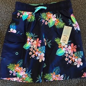 Cat & Jack Boys Floral Swim Trunks